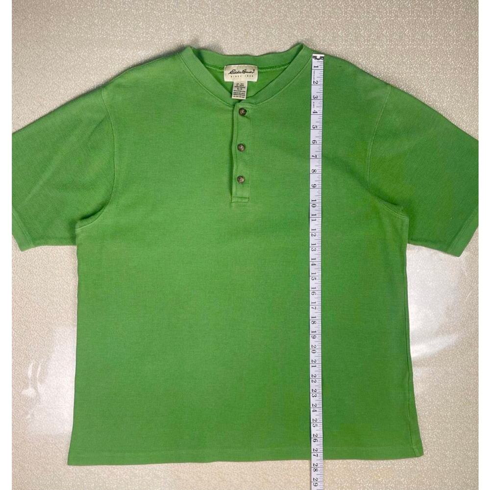 Vintage Eddie Bauer Green Waffle Knit Cotton Henley Shirt Casual Men’s Small - Picture 9 of 10